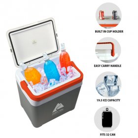 Ozark Trail 26 qt. Hard sided Cooler,Ice Chest Cooler,Grey and Orange.