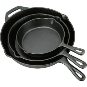 Ozark Trail 3 Piece Cast Iron Skillet Set,Pre-seasoned (8",10.5",12")