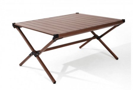 Ozark Trail Aluminum Roll-Top Camping Table,Dark Brown