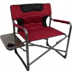 Ozark Trail XXL Folding Padded Director Chair with Side Table,Red